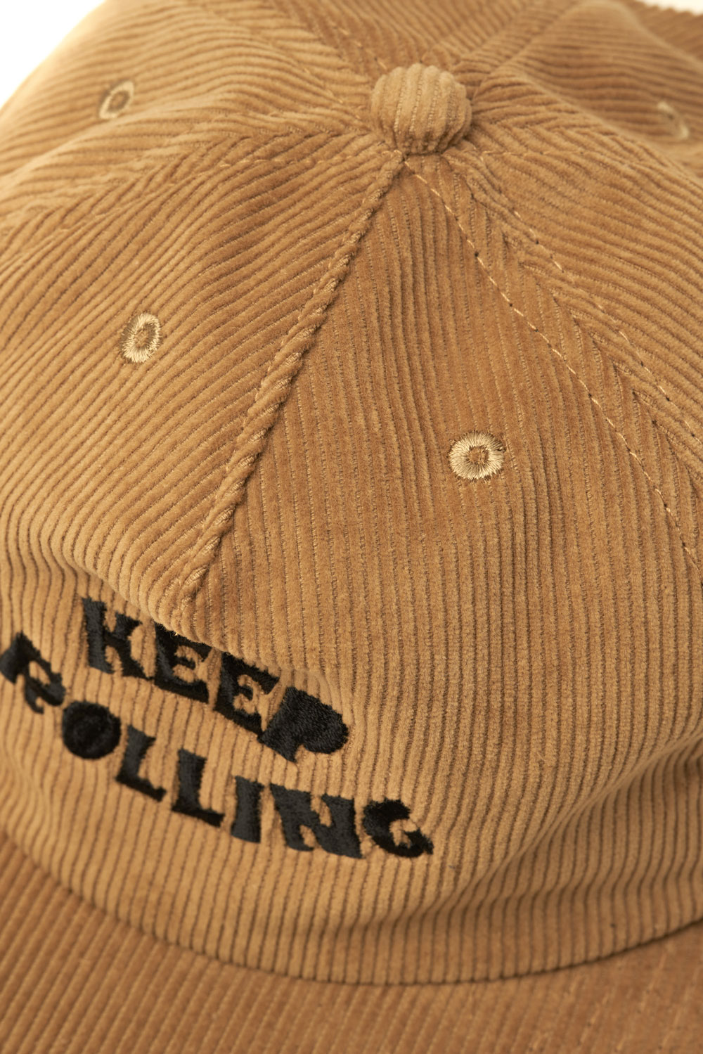blank-miles-cap-keep-rolling-beige-front-detail